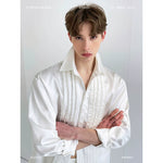 Collared Satin Shirt with Beaded Front 1