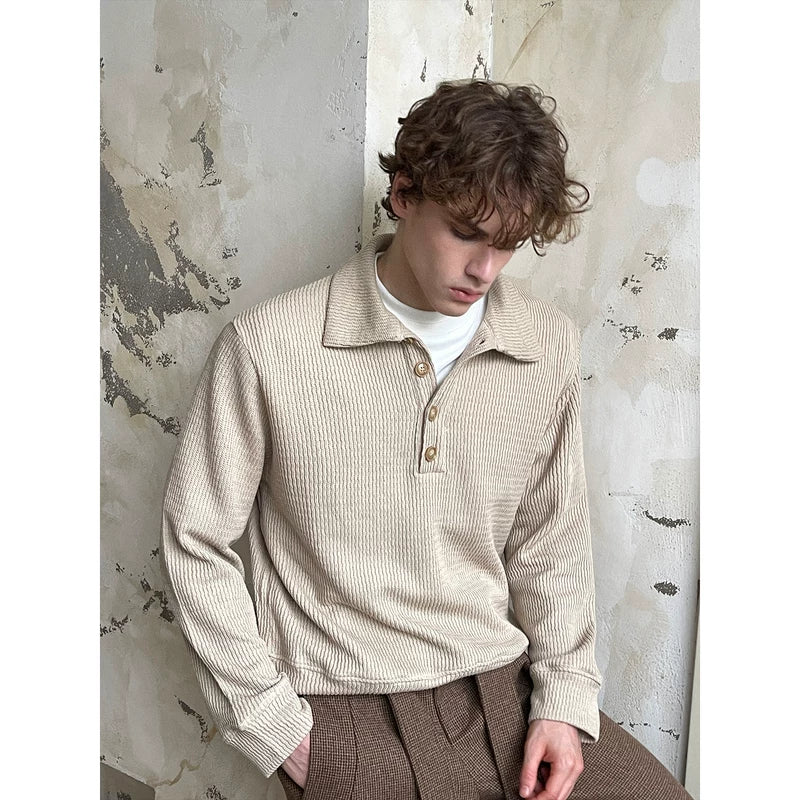 Collared Waffle Knit Polo Sweater 3