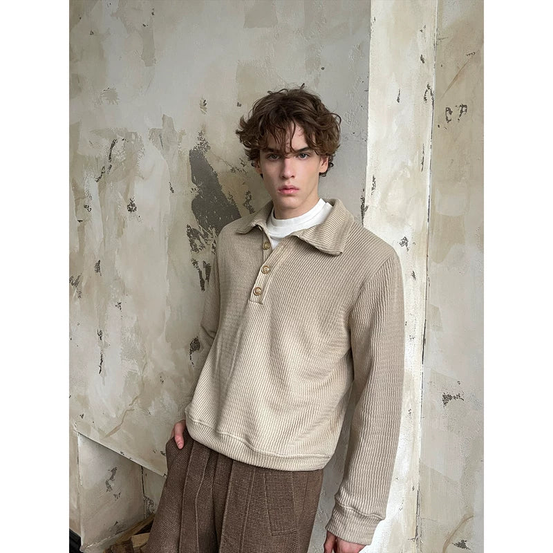 Collared Waffle Knit Polo Sweater 5