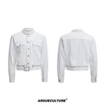 6289422143065,6289422143059,6289422143053, Collarless Denim Suit with Wide Pants