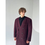 Collarless Long Double-Breasted Overcoat 3