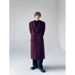 Collarless Long Double-Breasted Overcoat 4