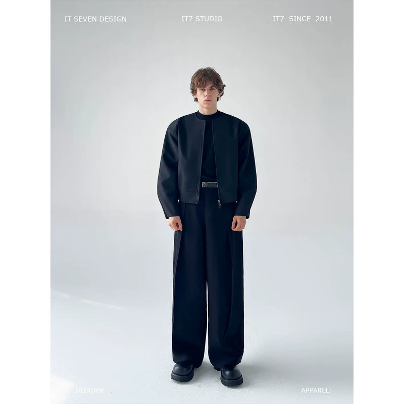 Collarless Minimalist Short Jacket 1