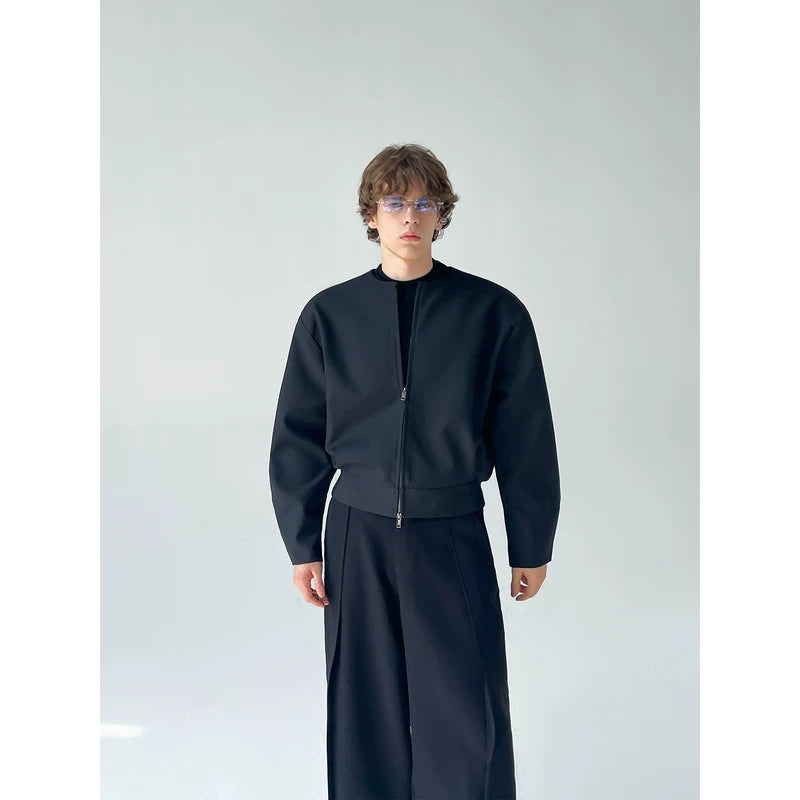Collarless Minimalist Short Jacket 4