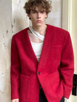 Collarless Single-Breasted Textured Blazer 4