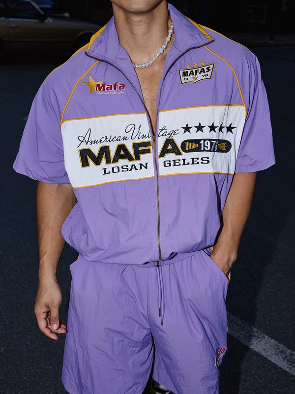 Color Block Racing Jacket and Pants Set 5