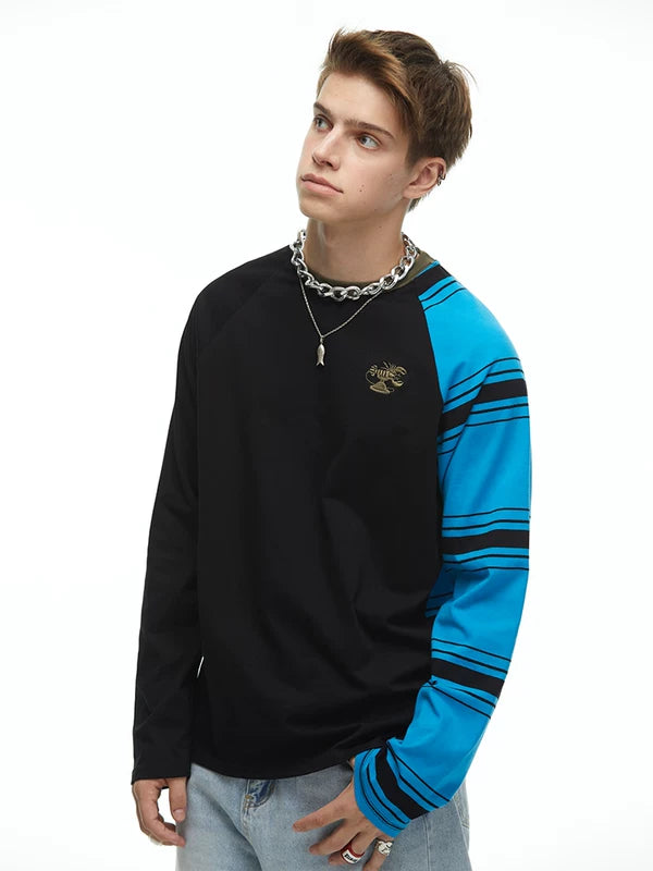 Color Block Raglan Sleeve Long T-Shirt 4