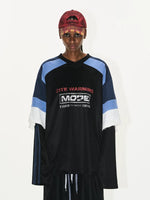 Colorblock Faux Two-Piece Graphic Jersey T-Shirt 1