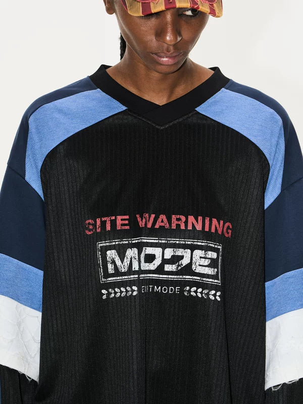 Colorblock Faux Two-Piece Graphic Jersey T-Shirt 2