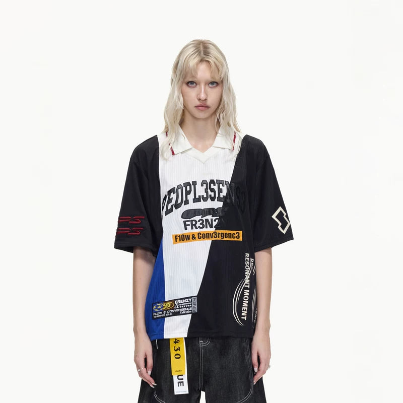 6211974382651,6211974382652,6211974382653, Colorblock Graphic Quick-Dry Polo Shirt