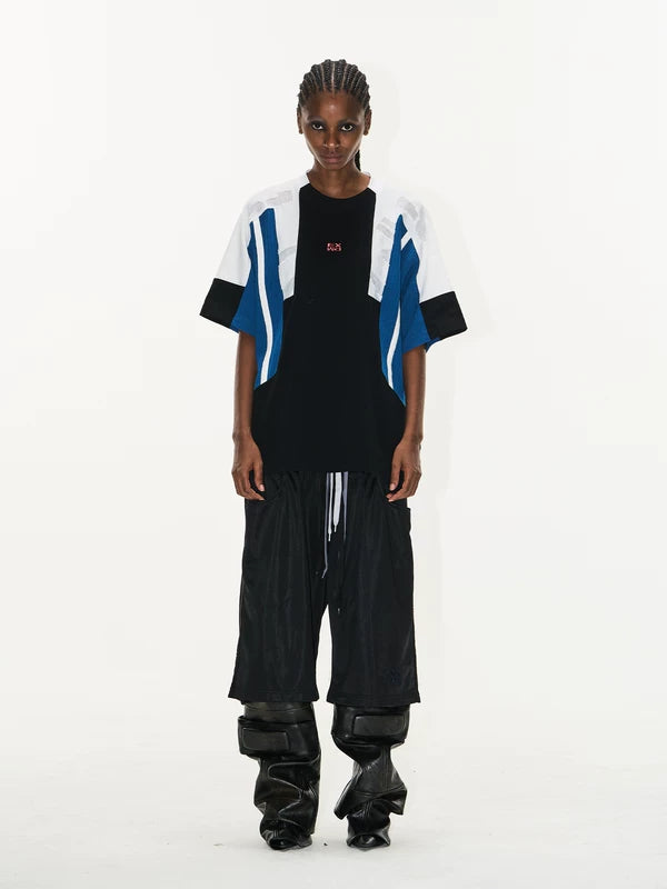 Colorblock Textured Embroidered Oversized T-Shirt 3
