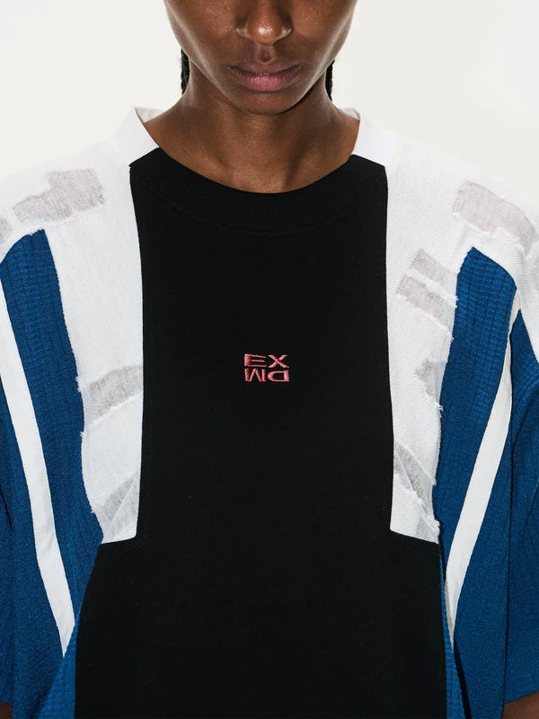 Colorblock Textured Embroidered Oversized T-Shirt 4