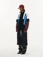 Colorblock Textured Embroidered Oversized T-Shirt 5