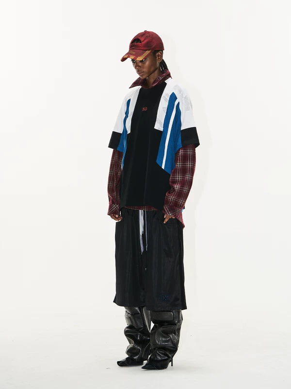 Colorblock Textured Embroidered Oversized T-Shirt 5