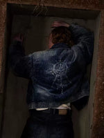 Corduroy Denim Bomber Jacket with Rivets 5