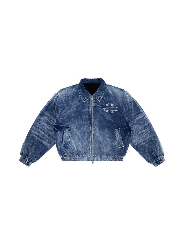 5959331096773,5959331096774,5959331096775, Corduroy Denim Bomber Jacket with Rivets
