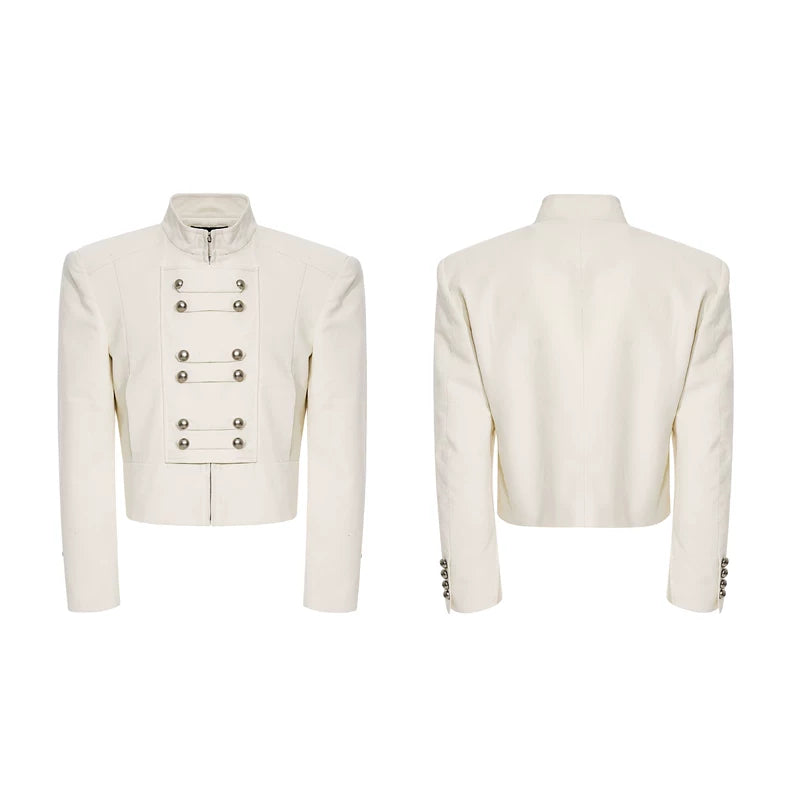 6191386766678,6191386766679,6191386766680,6191386766681, Corduroy Stand Collar Court Style Jacket