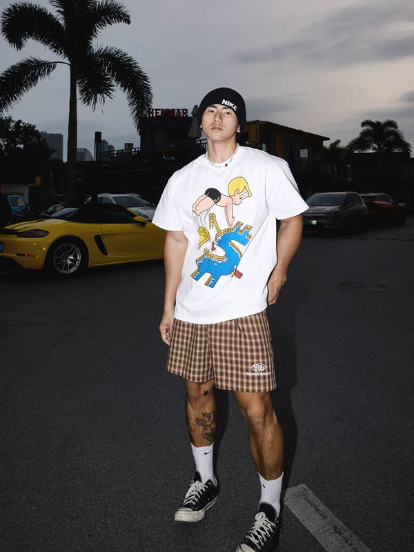Cotton Cartoon Graphic Crew Neck T-Shirt 2