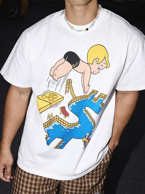 Cotton Cartoon Graphic Crew Neck T-Shirt 3