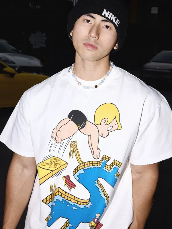 Cotton Cartoon Graphic Crew Neck T-Shirt 5