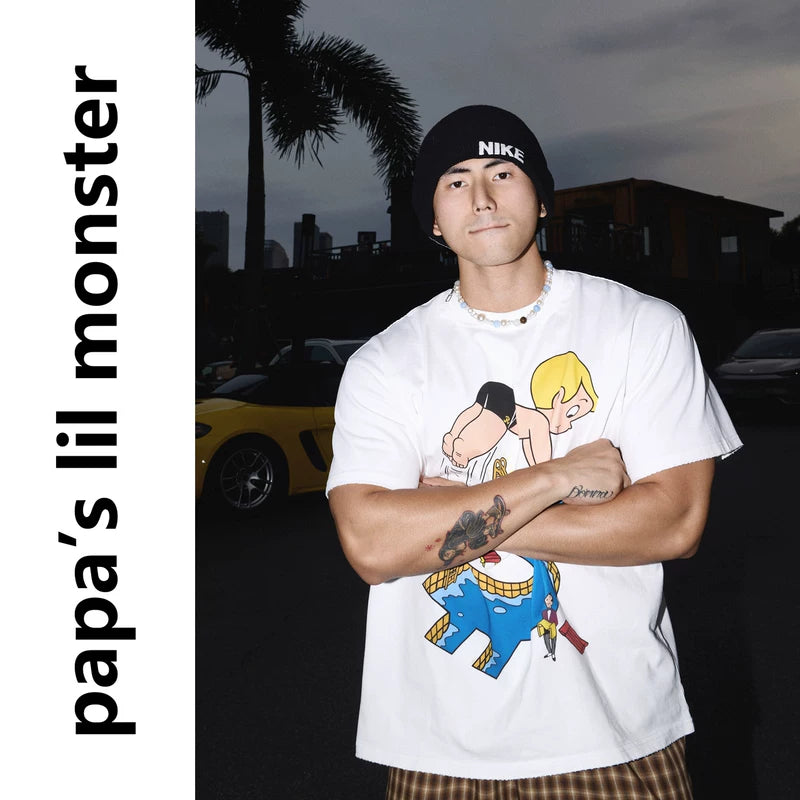 6240984526355,6240984526356,6240984526357,6240984526358, Cotton Cartoon Graphic Crew Neck T-Shirt