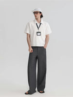 Cotton Diagonal Zipper Polo Shirt 2