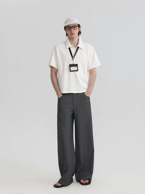 Cotton Diagonal Zipper Polo Shirt 5