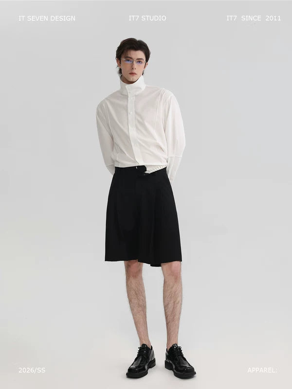 Cotton Double Pleat Mid-Length Suit Pants 1