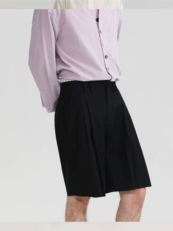 ,6209925459874,6209925459875,6209925459876, Cotton Double Pleat Mid-Length Suit Pants
