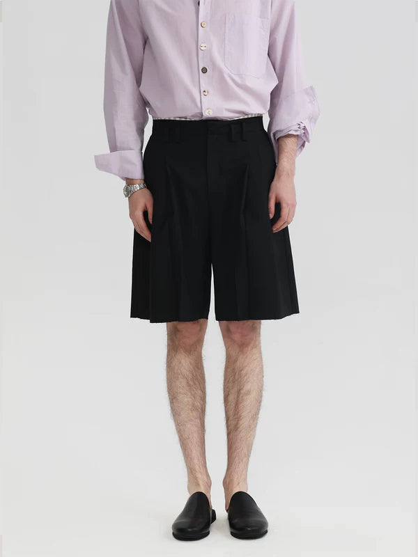 Cotton Double Pleat Mid-Length Suit Pants 4