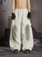 Cotton Elastic Waist Wide-Leg Cargo Pants 1