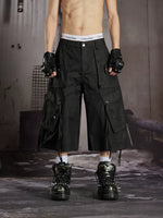 Cotton Multi-Pocket Ribbon Cargo Capri Pants 1