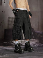 Cotton Multi-Pocket Ribbon Cargo Capri Pants 3