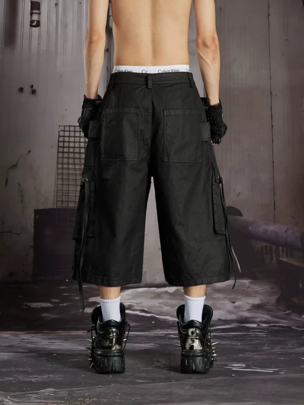 Cotton Multi-Pocket Ribbon Cargo Capri Pants 4