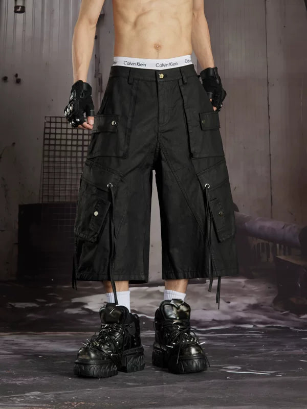 Cotton Multi-Pocket Ribbon Cargo Capri Pants 5