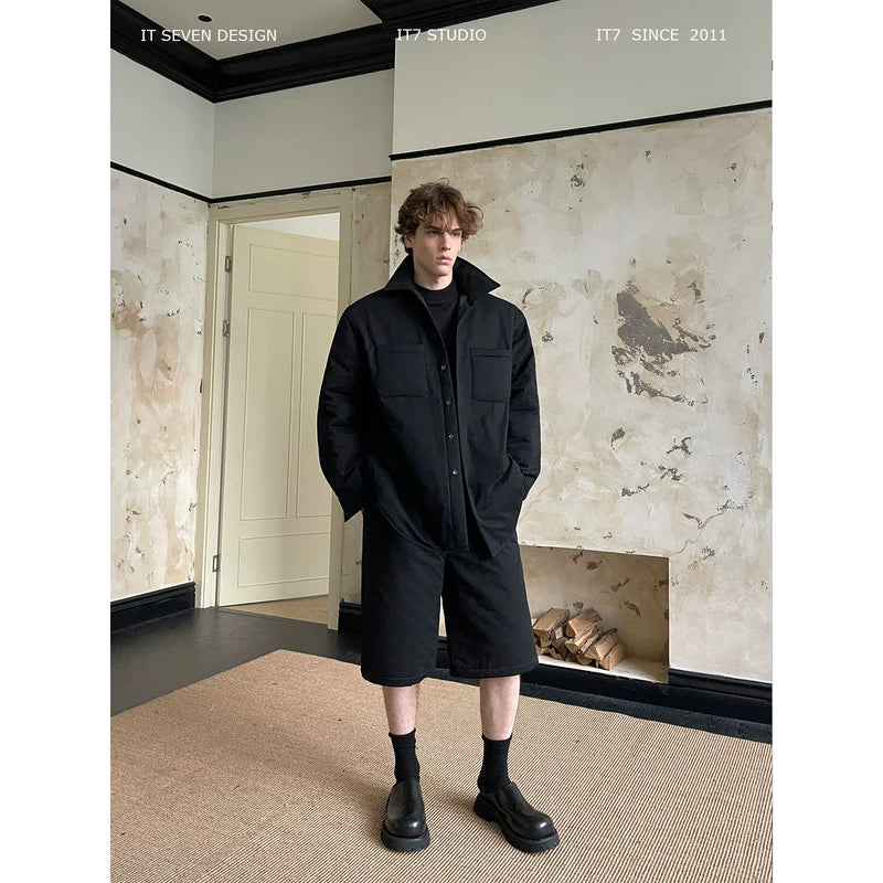Cotton-Padded Jacket and Shorts Suit Set 1