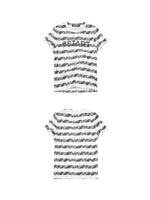 Cotton Skull Striped Rhinestone T-Shirt 5