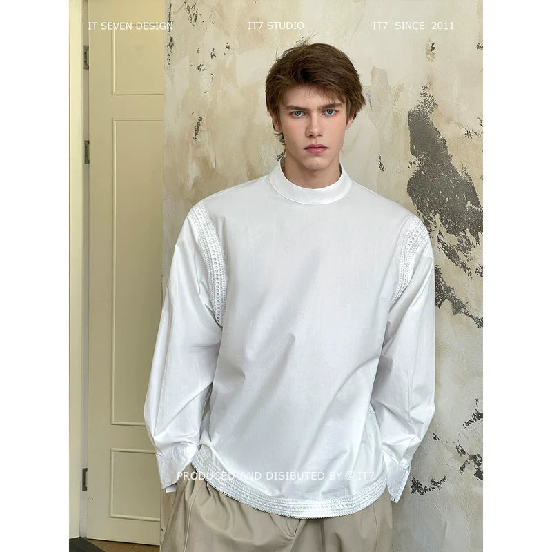 Crew Neck Long Sleeve Pullover Shirt 1