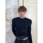 Crew Neck Rhinestone Collar Long Sleeve T-Shirt 1