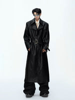Crocodile-Patterned Leather Trench Coat 1