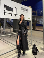 Crocodile-Patterned Leather Trench Coat 3