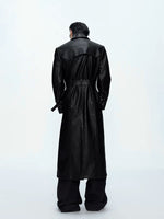 Crocodile-Patterned Leather Trench Coat 4
