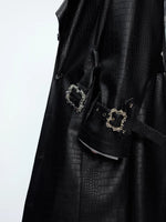 Crocodile-Patterned Leather Trench Coat 5