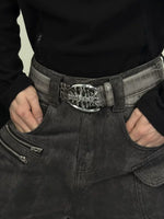 Crocodile Texture Spine Buckle Leather Belt 4