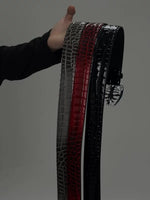 Crocodile Texture Spine Buckle Leather Belt 5