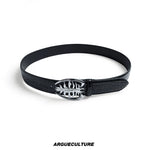 6144365782437, Crocodile Texture Spine Buckle Leather Belt