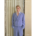 Crop Blazer and Straight-Leg Pants Suit 1