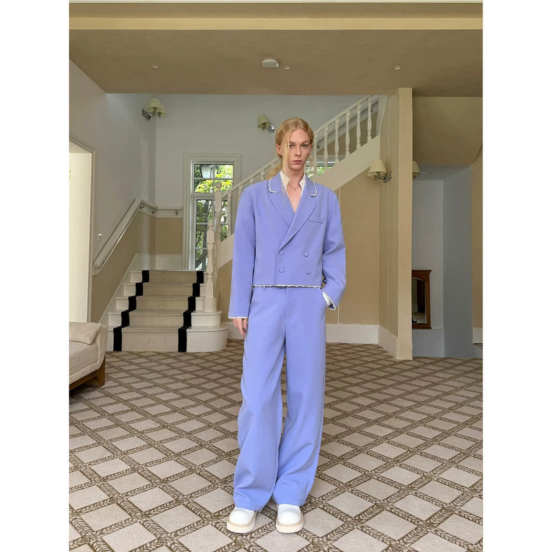 Crop Blazer and Straight-Leg Pants Suit 2