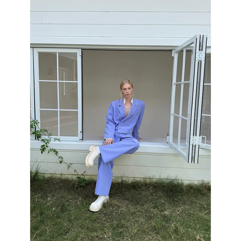 Crop Blazer and Straight-Leg Pants Suit 3