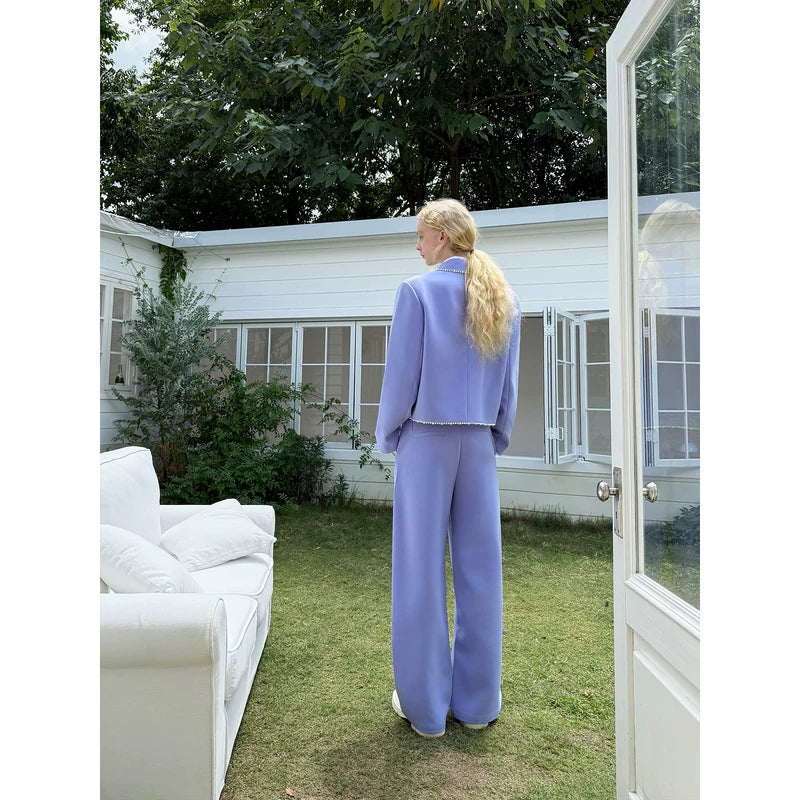 Crop Blazer and Straight-Leg Pants Suit 4